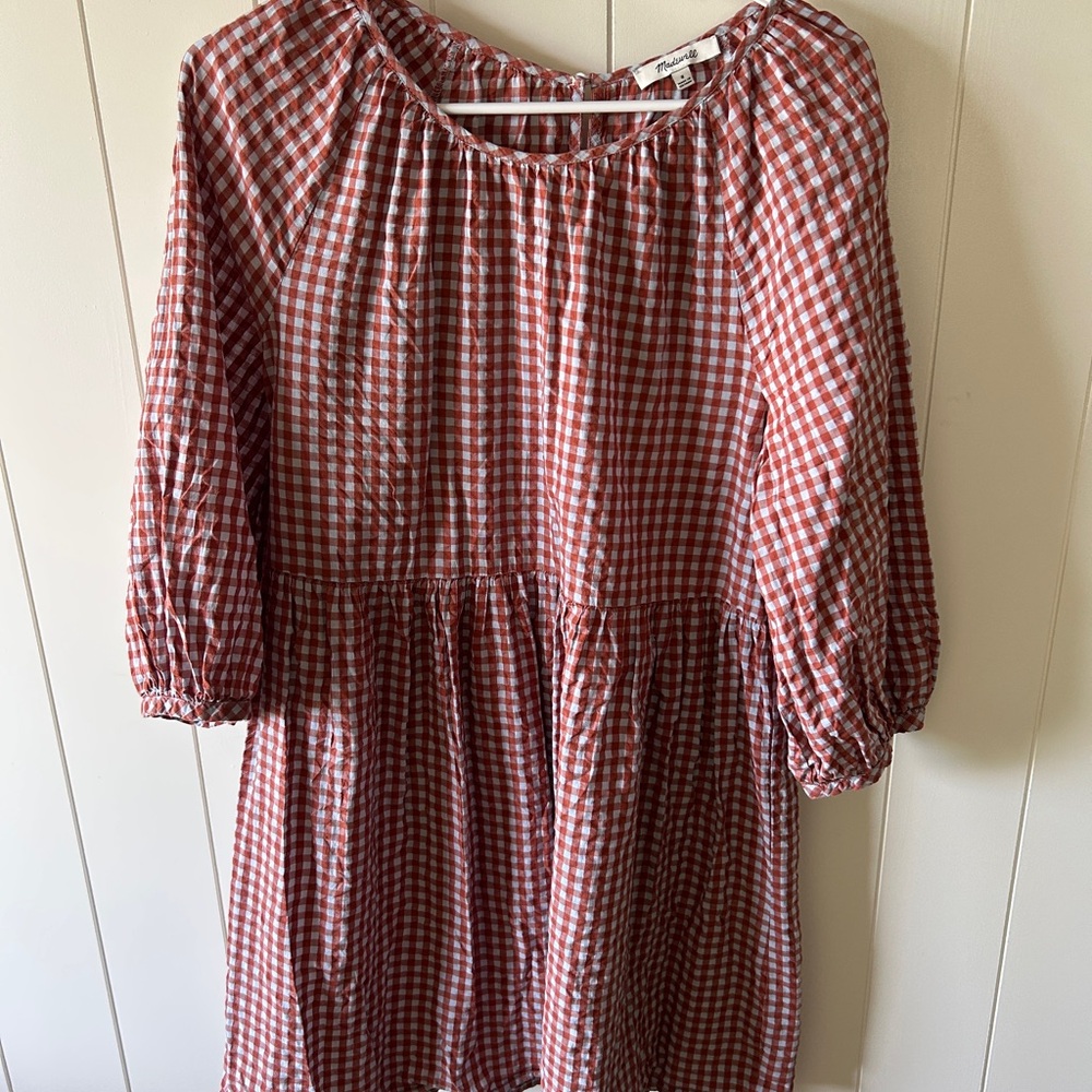 Madewell Red Gingham Mini Dress
